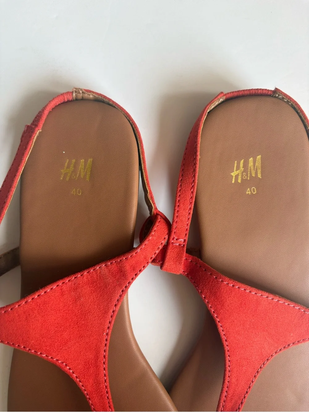 H&M Red/Orange T-Strap Slingback Sandals